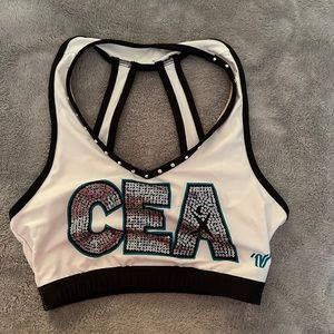 Cheer Extreme Practice Wear, white Varsity sports bra, size S